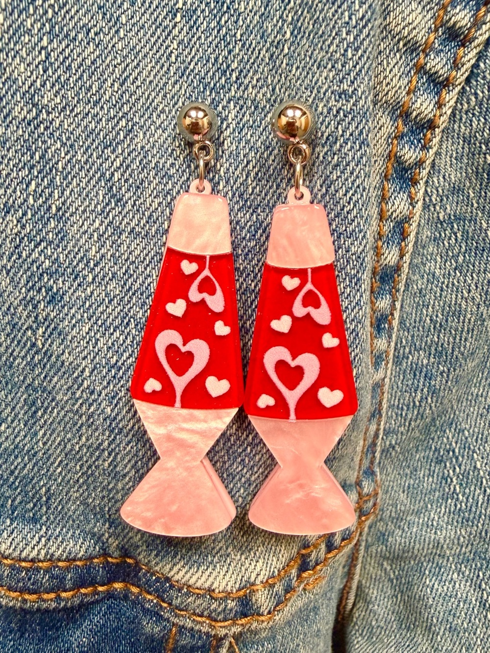 A LAVA LOVE ๐ฅ Lava Lamp Heart Statement Earrings